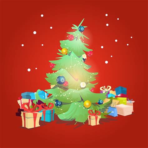 Árbol de navidad verde Vector Premium