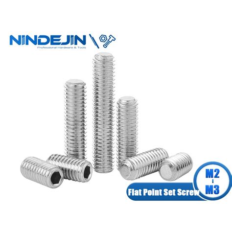 NINDEJIN Hex Socket Grub Screw Hexagon Flat Point Allen Head Set Screw