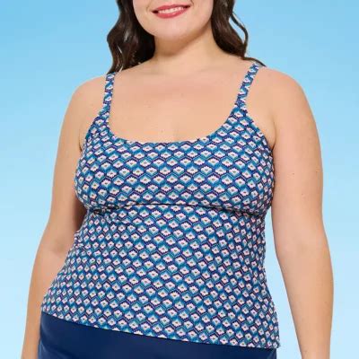 Mynah Geometric Tankini Swimsuit Top Plus, Color: Deco Memoire - JCPenney