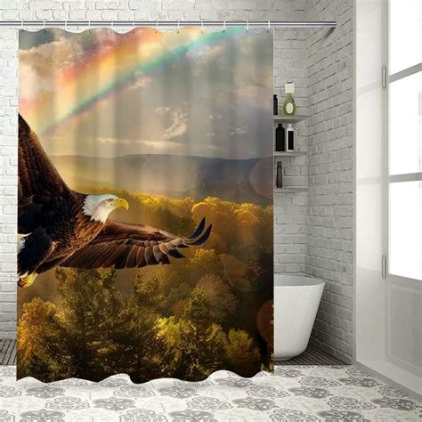 AWERP Waterproof Shower Curtain With Eagle Print For Bathroom