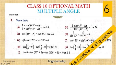 Lecture Multiple Angles Trigonometry Class Opt Math In Nepali