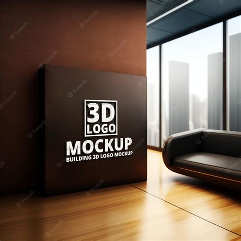 Premium PSD | 3D LOGO ON WALL OFFICE MODERN BUILDING