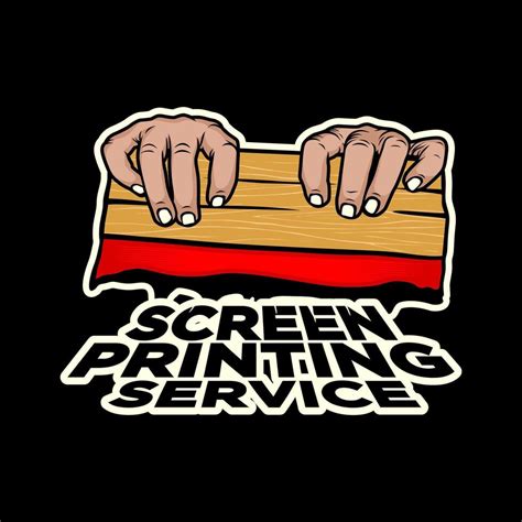 Screen Printing Silk With Hand Holding Squeegee Logo Design Inspiration