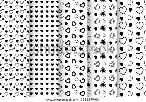 Black White Heart Seamless Pattern Background Stock Vector Royalty