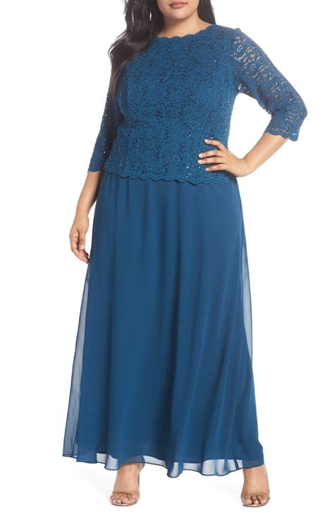 Alex Evenings Embellished Lace And Chiffon Gown Plus Size Nordstrom