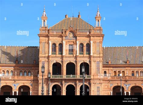 Seville, Spain - famous Plaza de Espana square, landmark of Sevilla ...