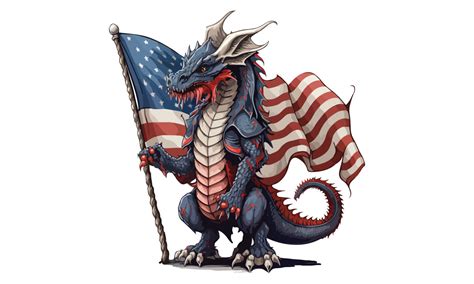 Dragon Holding American Flag Vector Graphic by BreakingDots · Creative ...