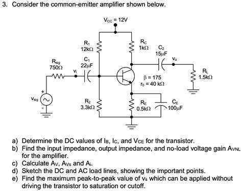 Solved 3. Consider the common-emitter amplifier shown below. | Chegg.com