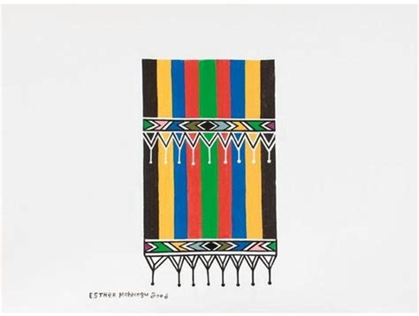 Esther Mahlangu - Ndebele Wall Motifs, acrylic on...