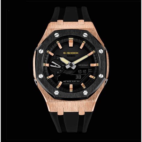 G Shock Custom Ga2100 Tmj Custom Ap Black Rose Gold G Shock Ap Ga2100