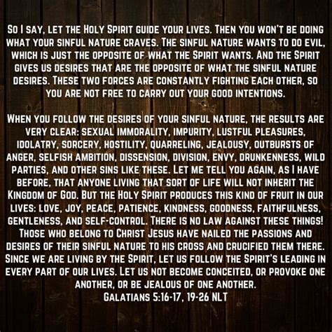 Galatians 516 1719 26 So I Say Let The Holy Spirit Guide Your Lives