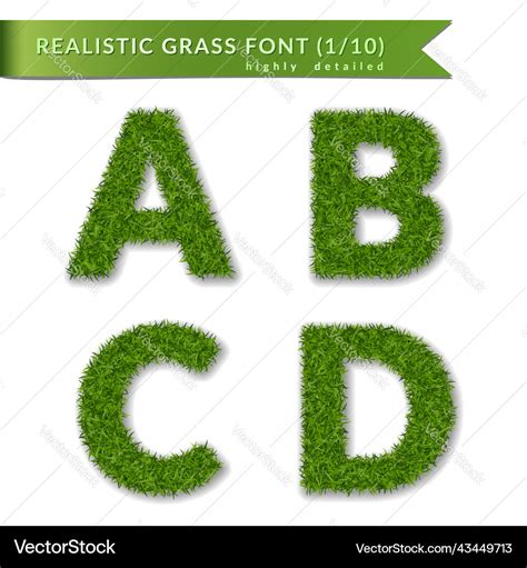 Grass Letters A B C D Set Alphabet 3d Design Vector Image