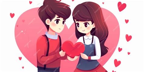 Premium AI Image | cute cartoon couple at valentine day illustration ...