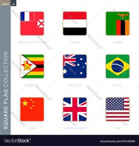 Square Flags Collection World Royalty Free Vector Image