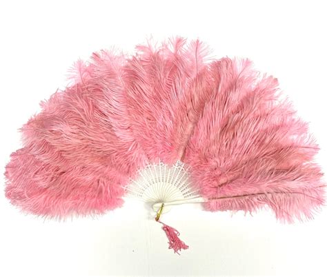 Light Pink Ostrich Drab Feather Fan X Burlesque Dance Showgirl