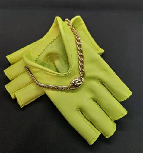 Women S Neon Green Leather Summer Gloves Fingerless With Etsy