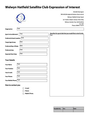 Fillable Online Welhatsports Org Welwyn Hatfield Satellite Club