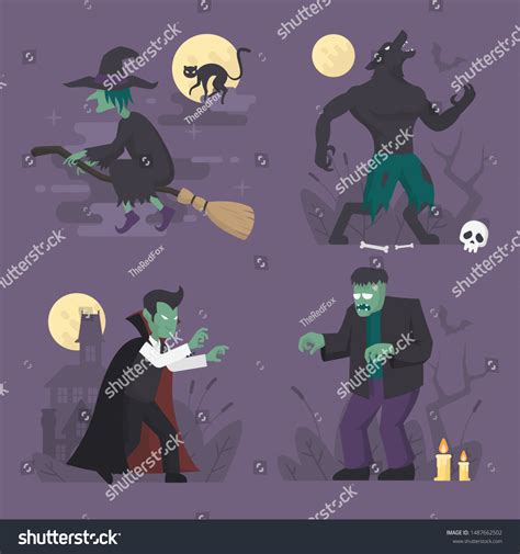 People Halloween Monster Costume Halloween Spooky Stock Vector (Royalty