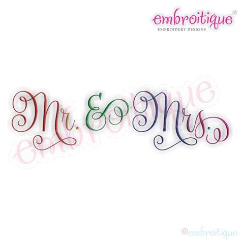 Mr Mrs Calligraphy Script Embroidery Design Perfect For Etsy