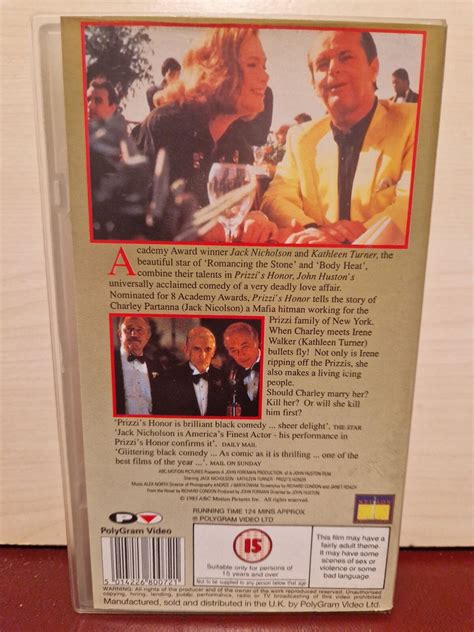 Prizzi S Honor Jack Nicholson Kathleen Turner PAL VHS Video Tape