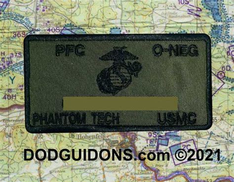 Identification Patch Tag With Fastener For Usmc Military Flak Jacket