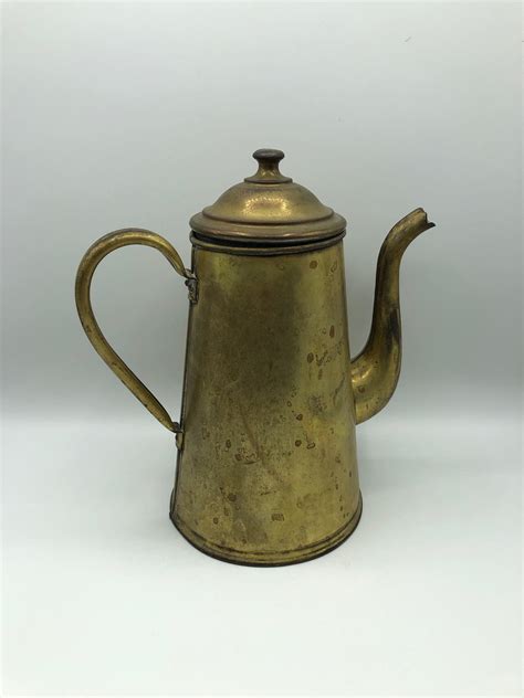 Antique Brass Coffeepot Vintage Kitchen Coffee Pot Rustic Etsy