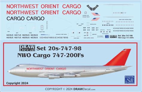 Boeing 747 200f Northwest Orient Cargo Draw Decal 20 747 98