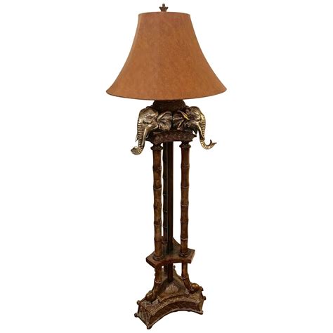 Incredible Faux Bamboo Elephant Motife Maitland Smith Floor Lamp For