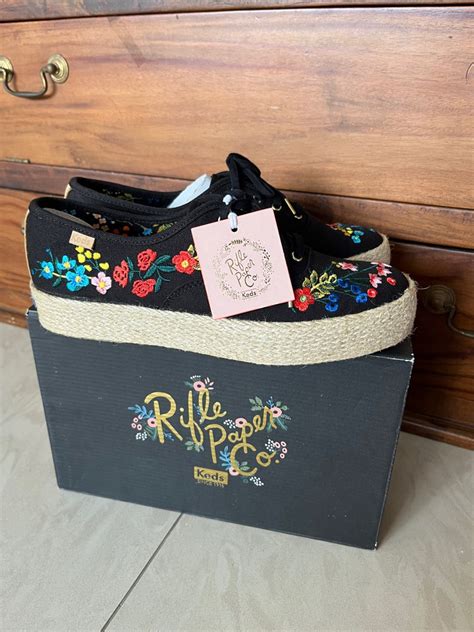 BNIB Keds X Rifle Paper Co Floral Platform Sneakers In Black EU 39 5