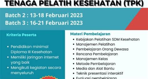 Pelatihan Tenaga Pelatih Kesehatan TPK Februari 2023 PPKMI