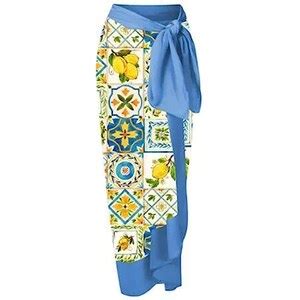 YEAMKE Costume Da Bagno Sexy Costume Intero Da Donna Con Stampa Bikini Con Volant Vestito Blu