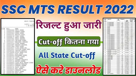 Ssc Mts Result Ssc Mts Havildar Result Ssc Mts Havildar Cut