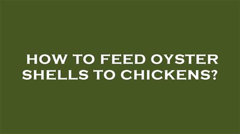 How To Feed Oyster Shells To Chickens Youtube