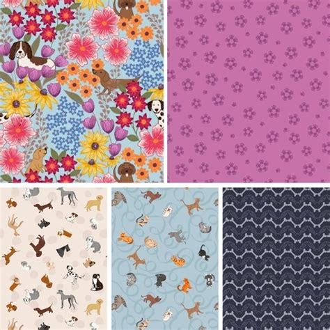 Paws Claws Col 2 Fat Quarter Pack 5pcs Lewis Irene