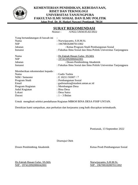 Rekomendasi MBKM Bina Desa UNTAN | PDF