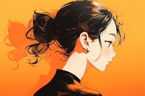 Premium Photo | Portrait in profile of anime girl with bun hairstyle on ...