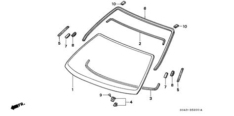 Honda Civic Rubber A Fr Windshield Dam Front Glass 73125 Sr3 000 Honda Wholesale Parts