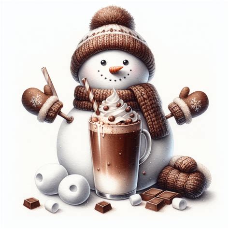 Hot Chocolate Snowmen Snowman Clipart Hot Chocolate Marshmallows Hot Drink Chocolate
