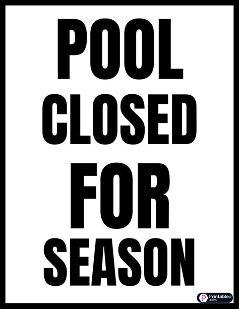 Printable Pool Closed Sign Printableo