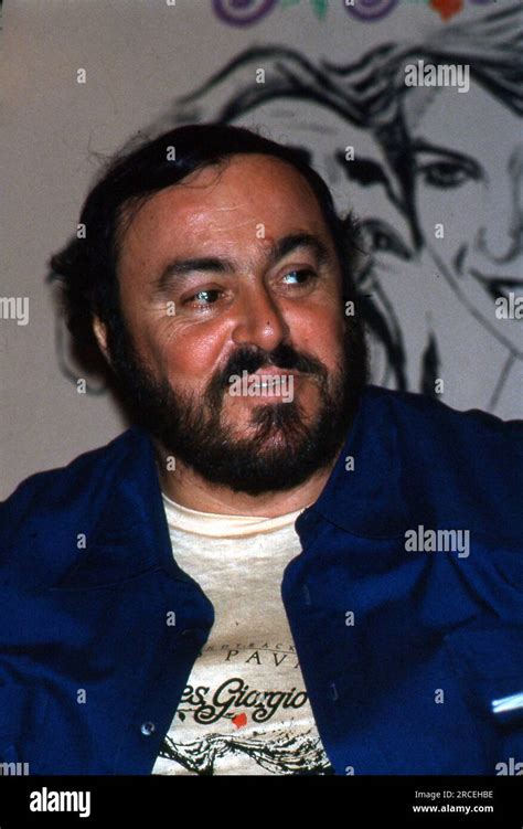 Luciano Pavarotti, Italian opera singer, during a press conference ...