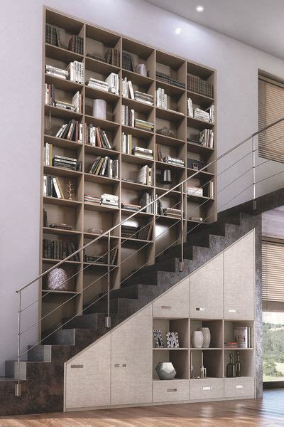 Biblioth Que Autour D Un Escalier Des Rangements Sur Mesure Id Es