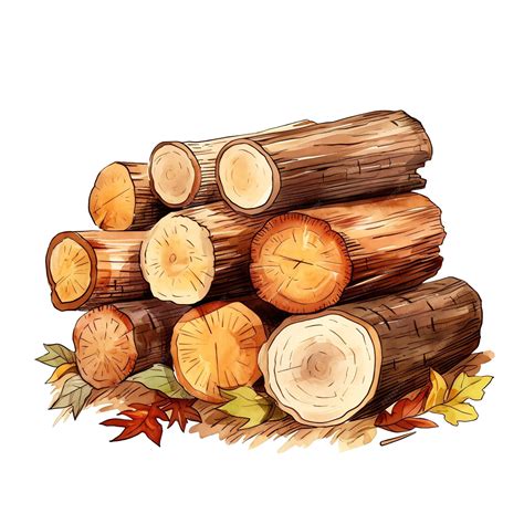 Premium AI Image | beautiful Logs of wood watercolor clipart illustration