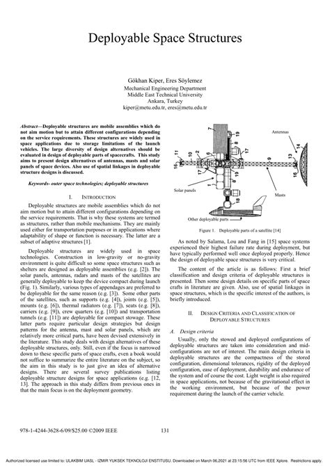 Pdf Deployable Space Structures