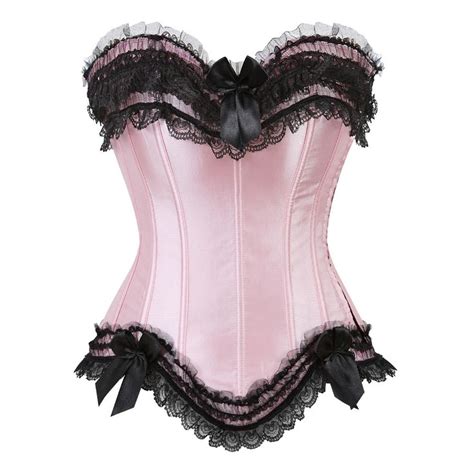 Pale Pink Sweetheart Lace Trim Shaper Corset With Boning Overbust