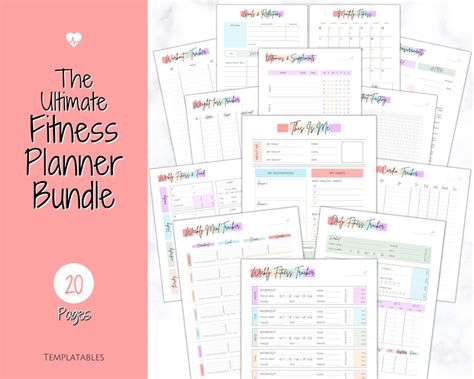 Fitness Planner Weight Loss Tracker Bundle Workout Planner Fitness Journal Wellness Health