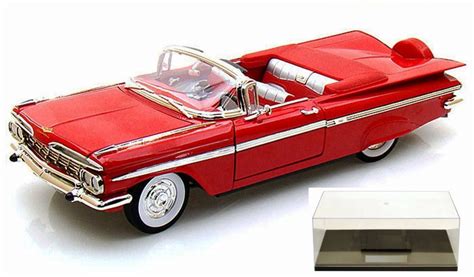 Diecast Car And Accessory Package 1959 Chevy Impala Convertible Red