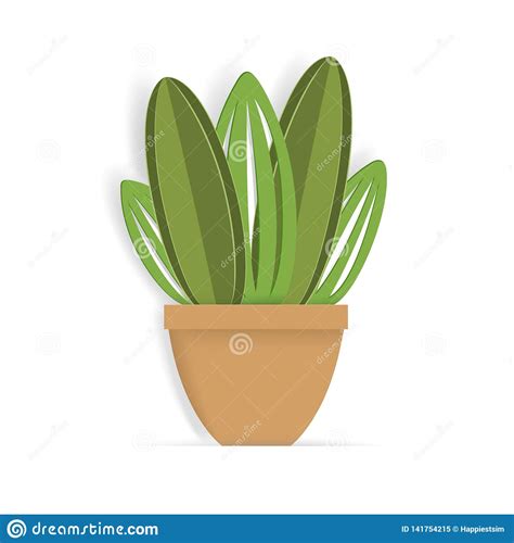 Paper Cactus In A Flower Pot Stock Illustration Illustration Of