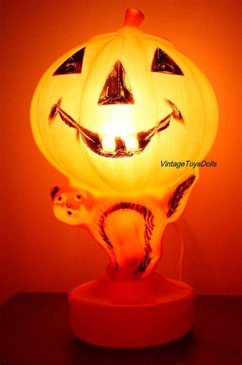 Jack Olantern With Frightened Black Cat 1970s Blow Mold Etsy