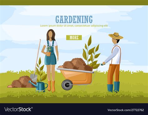 Couple Doing Gardening Work Royalty Free Vector Image