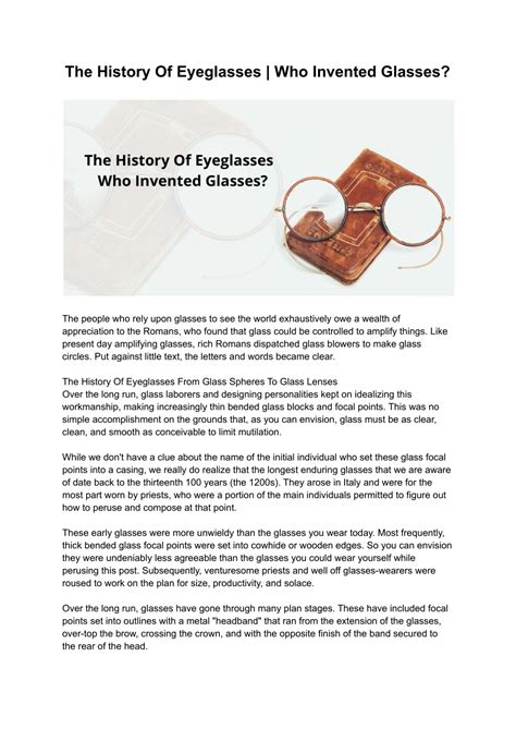 Ppt The History Of Eyeglasses Who Invented Glasses Powerpoint Presentation Id11499492